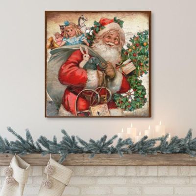 Vintage Santa Wrapped Canvas Wall Art