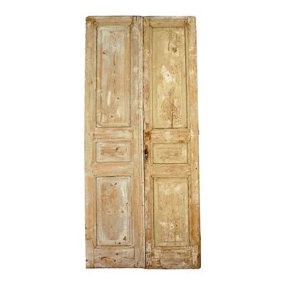 Vintage Stripped Pine Door Panel Set of 2