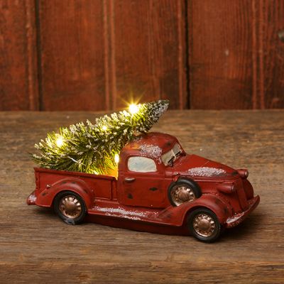 Vintage Truck With Lighted Christmas Tree Set of 2