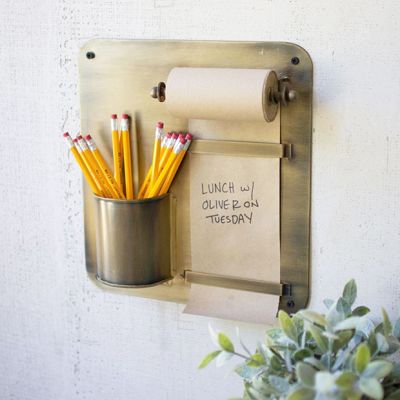 Wall Mount Note Roll With Pencil Cup