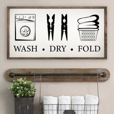 Wash Dry Fold Icons White Wall Art