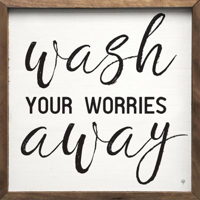 Wash Your Worries White Framed Sign