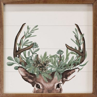 Watercolor Christmas Deer Framed Wall Art