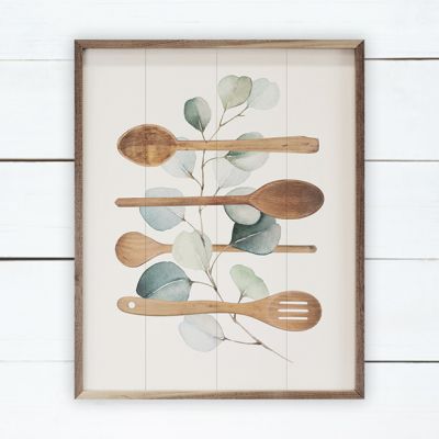 Watercolor Eucalyptus Spoons Wall Art
