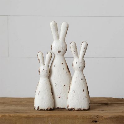 Weathered Bunny Family Figurine
