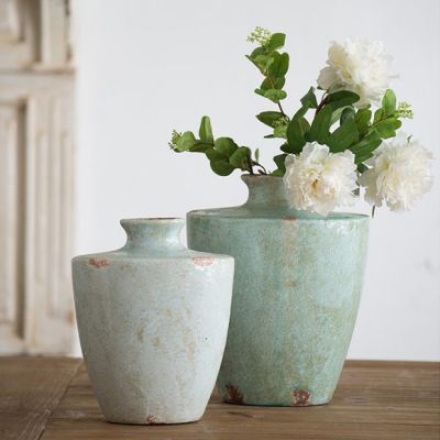 Weathered Grace Terracotta Vase Short