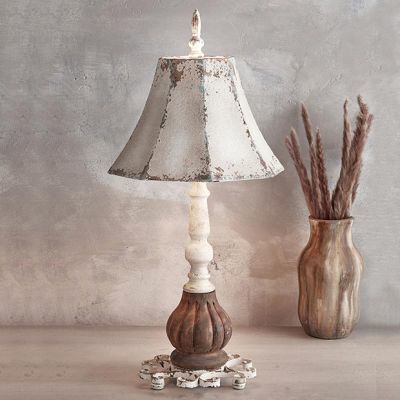 Weathered Metal and Wood Table Lamp