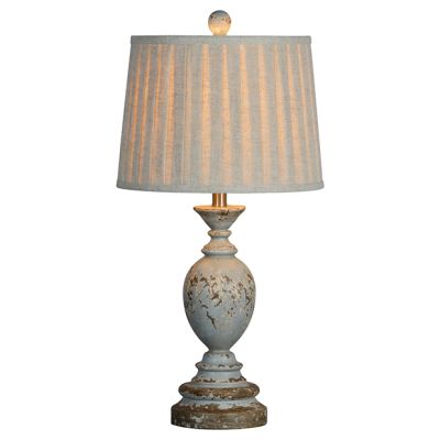 Weathered Table Lamp With Pleated Shade
