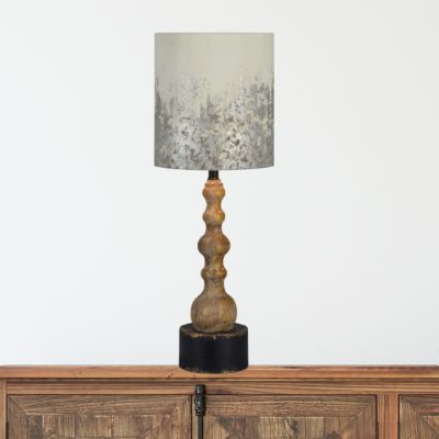Weathered Wood Base Lamp With Metal Shade