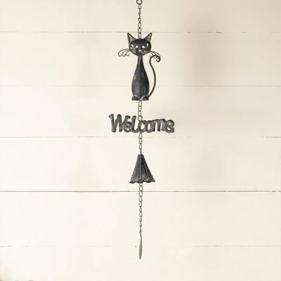 Welcome Bell With Cat Hanging Decor