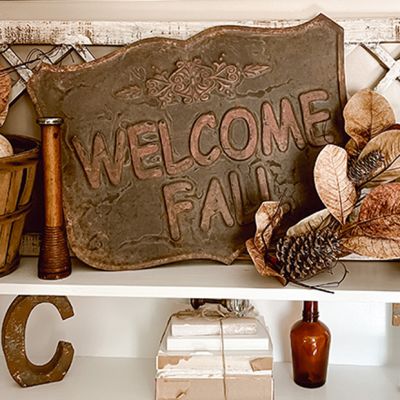 Welcome Fall Metal Crest Wall Sign