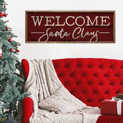 Welcome Santa Claus Red Wall Art