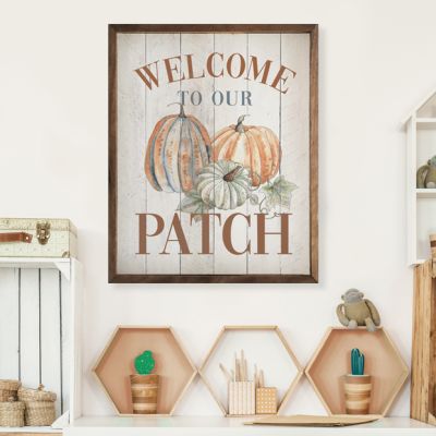 Welcome To Our Patch Pumpkins Whitewash Wall Sign