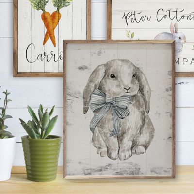White Bunny With Bow Wall Art