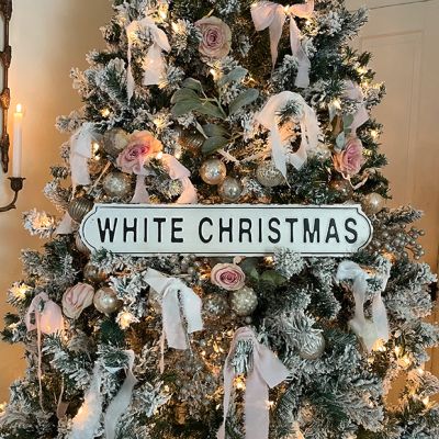 White Christmas Distressed Metal Sign