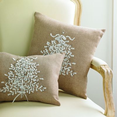 White Christmas Tree Neutral Accent Pillow 14 Inch