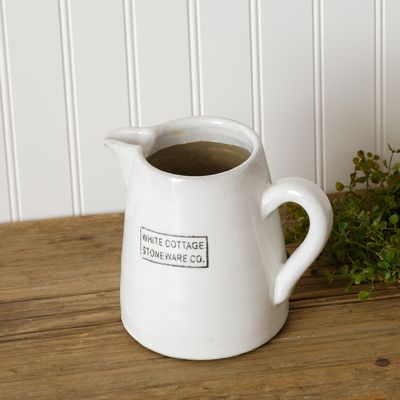 White Cottage Farmhouse Pitcher