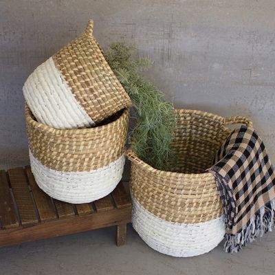 White Dipped Basket Set of 3