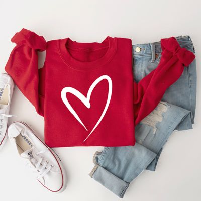 White Heart On Red Sweatshirt