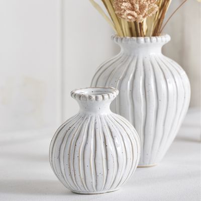 White Lotus Porcelain Vase Set of 2
