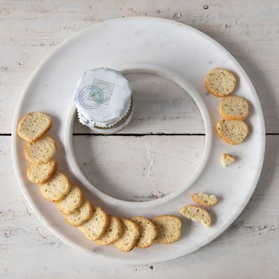 White Marble Cracker And Cheese Serving Ring