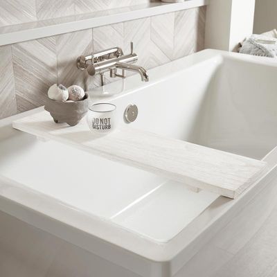 White Wooden Bathtub Board