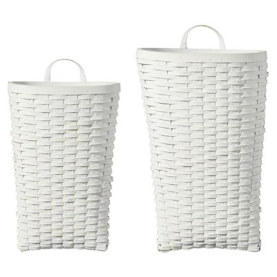 White Woven Wall Basket Set of 2