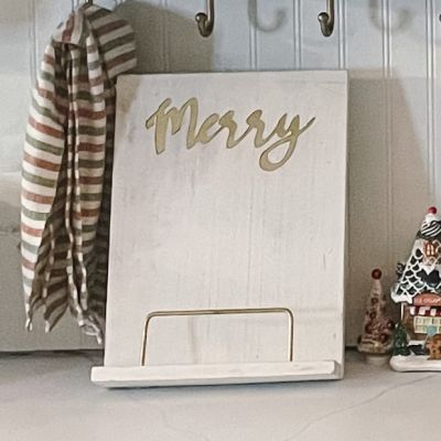 Whitewash Wood and Metal Merry Book Stand