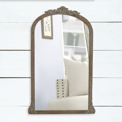 Whitewashed Arched Wood Wall Mirror