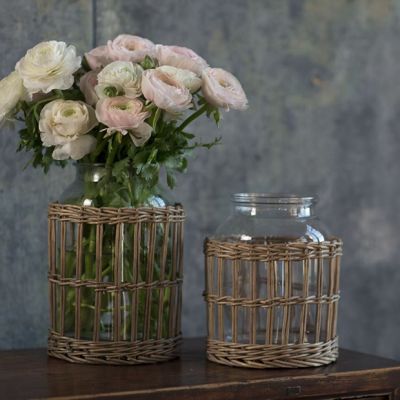 Wicker Wrapped Canister Jar