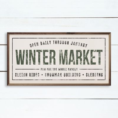 Winter Market Green Framed Sign