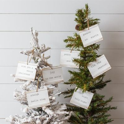 Winter Quotes Beadboard Ornaments Set of 7