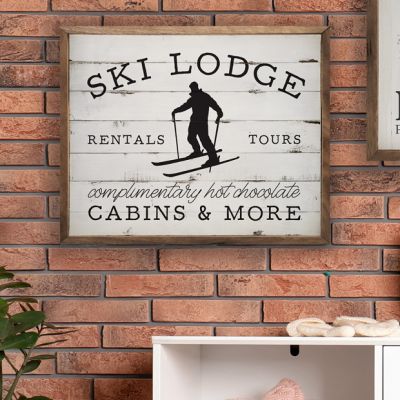 Winter Ski Lodge Ad Wall Sign
