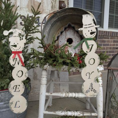 Winter Words Snowman Yard Stakes Set of 2