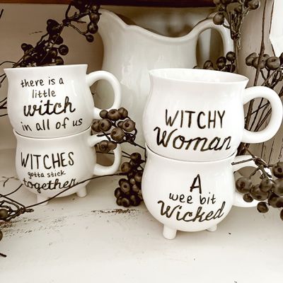 Witch Cauldron Halloween Mugs Set of 4