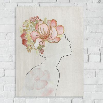 Woman Silhouette With Flowers Wall Art