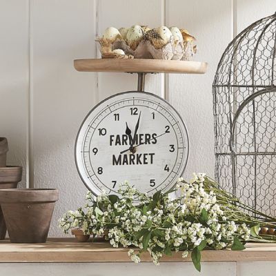 Wood and Metal Farmers Market Scale Clock