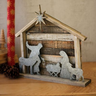 Wood and Metal Nativity