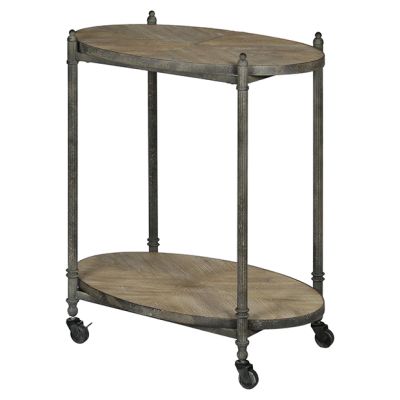 Wood and Metal Oval Rolling Cart