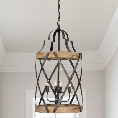 Wood and Metal Tavern Chandelier