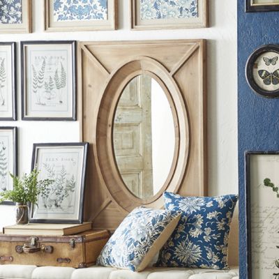 Wood Framed Decorative Oval Wall Mirror