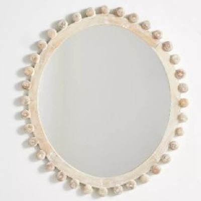 Wood Framed Mirror With Bead Trim
