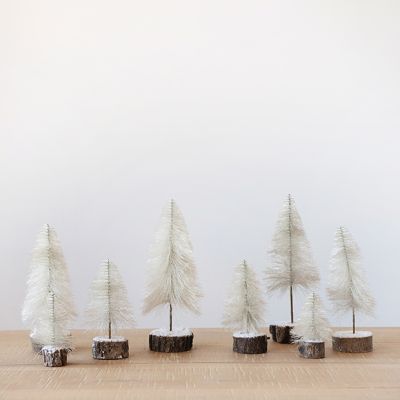 Wood Slice Base Holiday Trees Set of 4