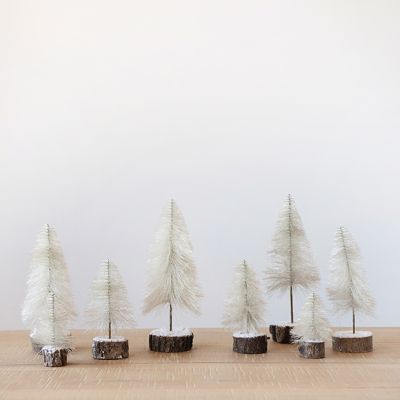 Wood Slice Base Holiday Trees Set of 4