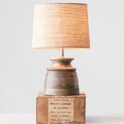 Wood Table Lamp With Jute Shade