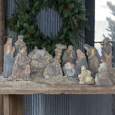Wood Tabletop Nativity 12 Pieces