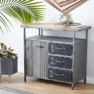 Wood Top Industrial Utility Cabinet