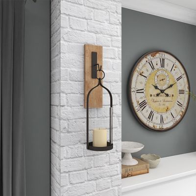 Wooden Plaque Hanging Wall Sconce