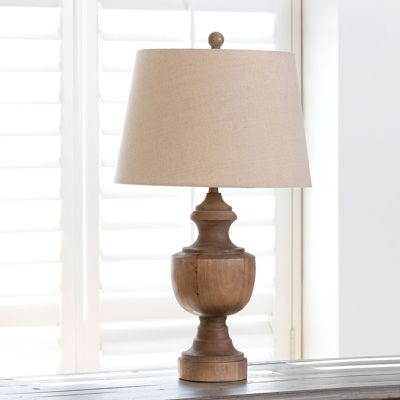 Wooden Urn Table Lamp