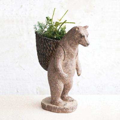 Woodland Bear With Basket Statue